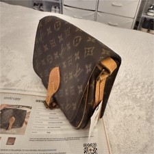 Louis Vuitton Monogram Brown Canvas Leather Shoulder Bag Buckle Designer Women