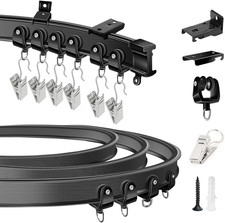 10Ft Flexible Ceiling Curtain Track - Black Heavy Duty RV Sliding Divider Rail