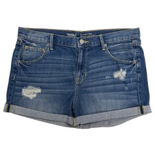Mossimo Women s 12 / 31 W 100 Cotton Denim Jean Shorts Distressed Boyfriend Mid