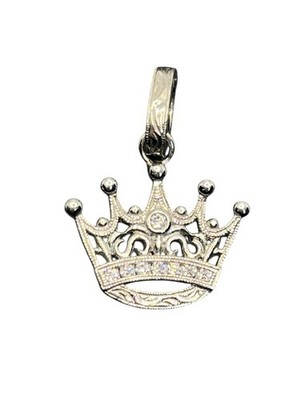 Tacori tiara crown pendant for necklace sterling silver CZ charm princess queen