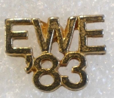 EWE 83 Lapel Pinback Button Vintage 1983 Metal Eagle Design