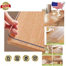 Crystal Clear 42x78 Table Protector Pad 1.5mm Thick Wipe Clean Furniture Cover
