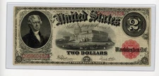 1917 $2 LEGAL TENDER NOTE RED SEAL LARGE SIZE FR60 VF/XF