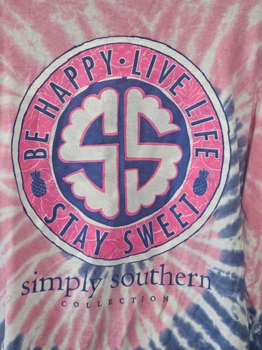 ! Simply Southern Women's Pink & Blue Tie Dye Long Sleeve T Shirt Size Medium ! - Picture 14 of 15