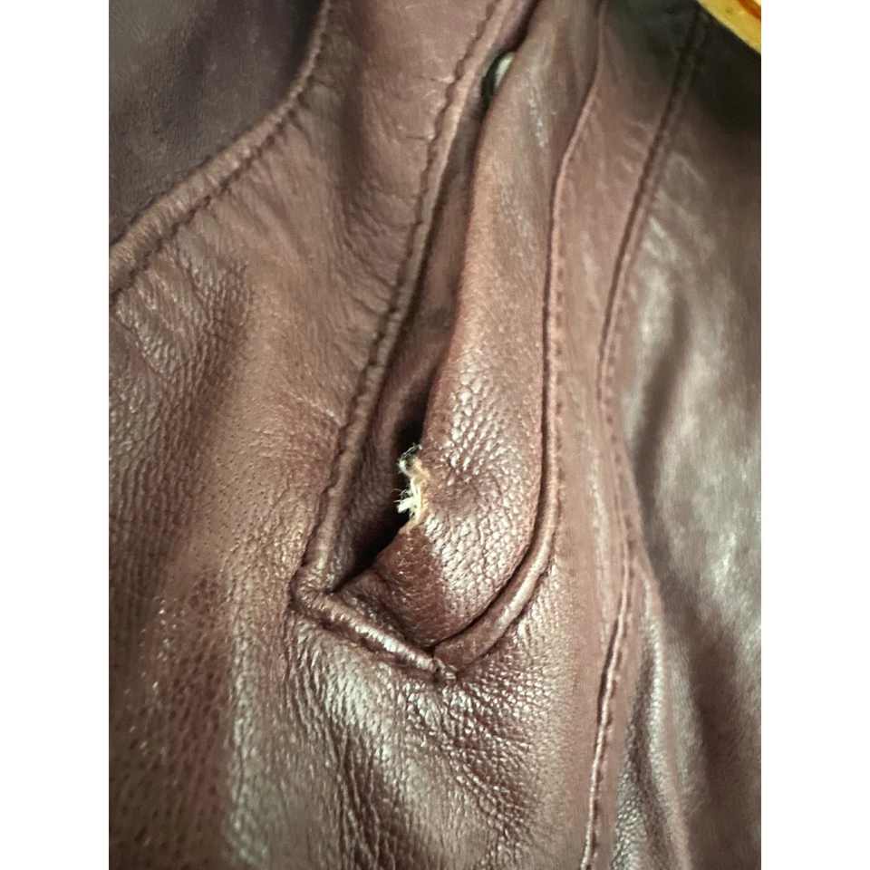 Chaqueta de cuero para mujer Bod & Christensen borgoña motociclista cremallera talla pequeña S Foto 4 de 4