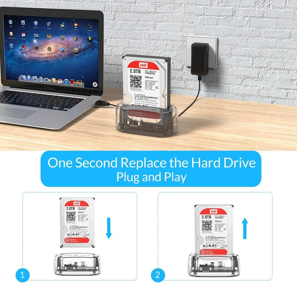 ORICO 2.5/3.5 Inch Hard Drive Docking Station USB 3.0 External SATA SSD HDD Dock - Image 4 of 4