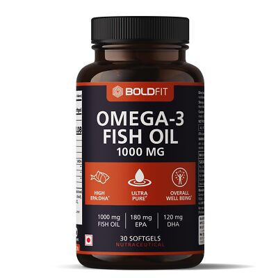 Boldfit Omega 3 Fish Oil 1000mg Capsule, 30 Softgels Capsules