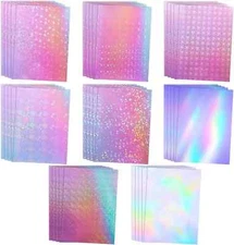 40 Sheets Holographic Laminate Sheets, 8 Types of Holographic Sticker Paper, Sel