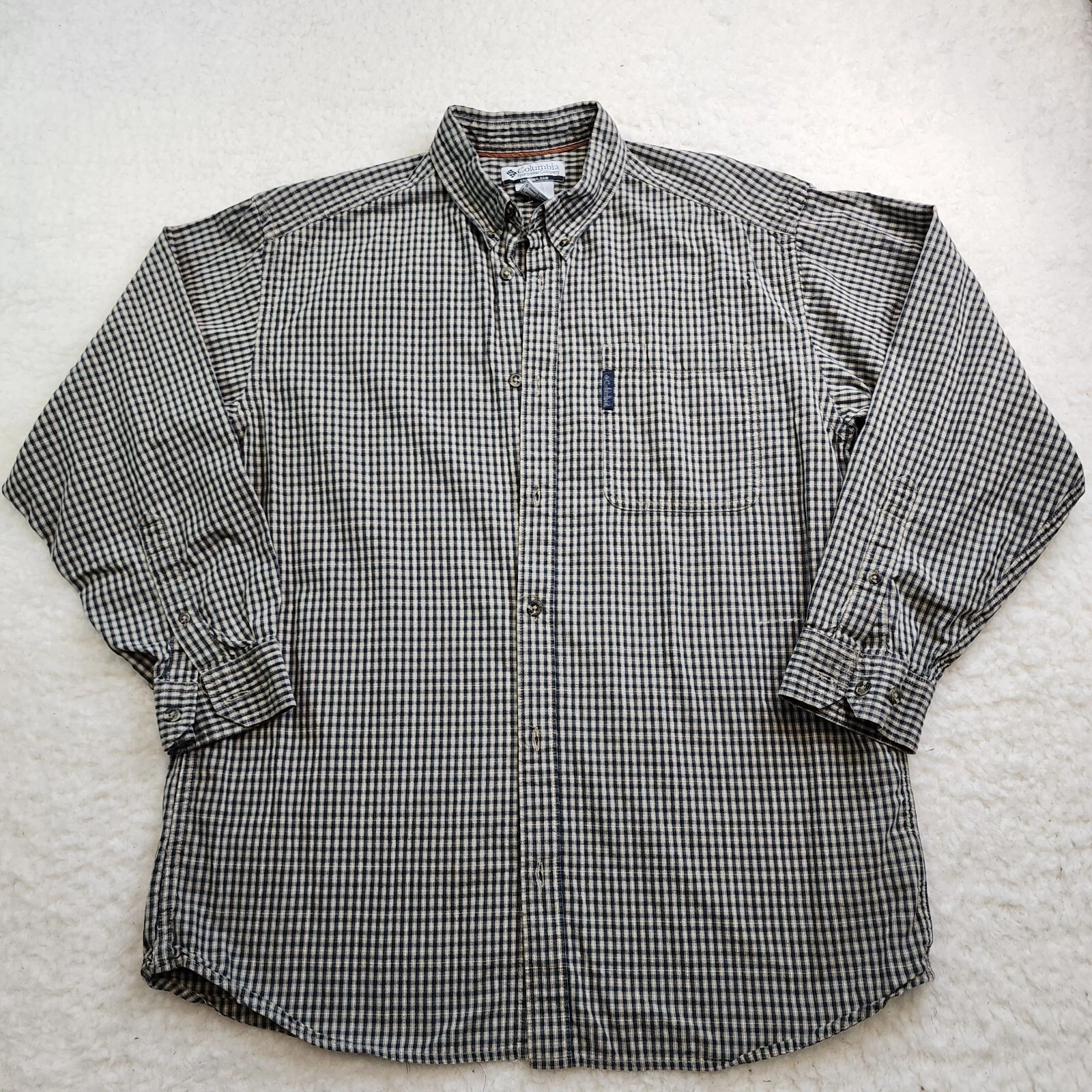 Columbia Sportswear Button Down Shirt Mens Lg Work Wear Outdoor 100% Cotton