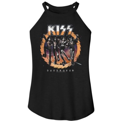 Kiss Music Band Womens Rocker Tank Top Music Destroyer LP Heavy Metal Rock Black