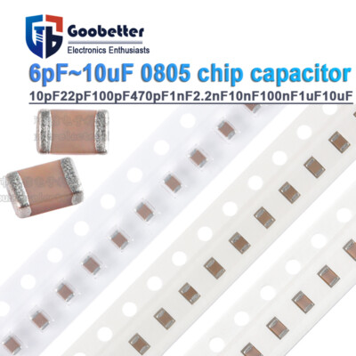 0805 chip capacitor series 10pF/22pF/100pF/470pF/1nF/2.2nF/10nF/100nF/1uF/10uF