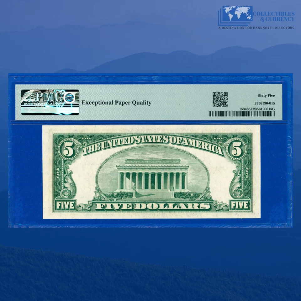 Fr.1534 1953B $5 Five Dollars Legal Tender Note, C/A Block, PMG GEM 65 EPQ #2309 - Image 2 of 3