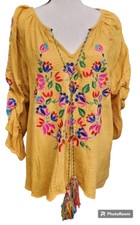 Embroidered Peasant Top by See And Be Seen Size Large Hippie Boho Festival