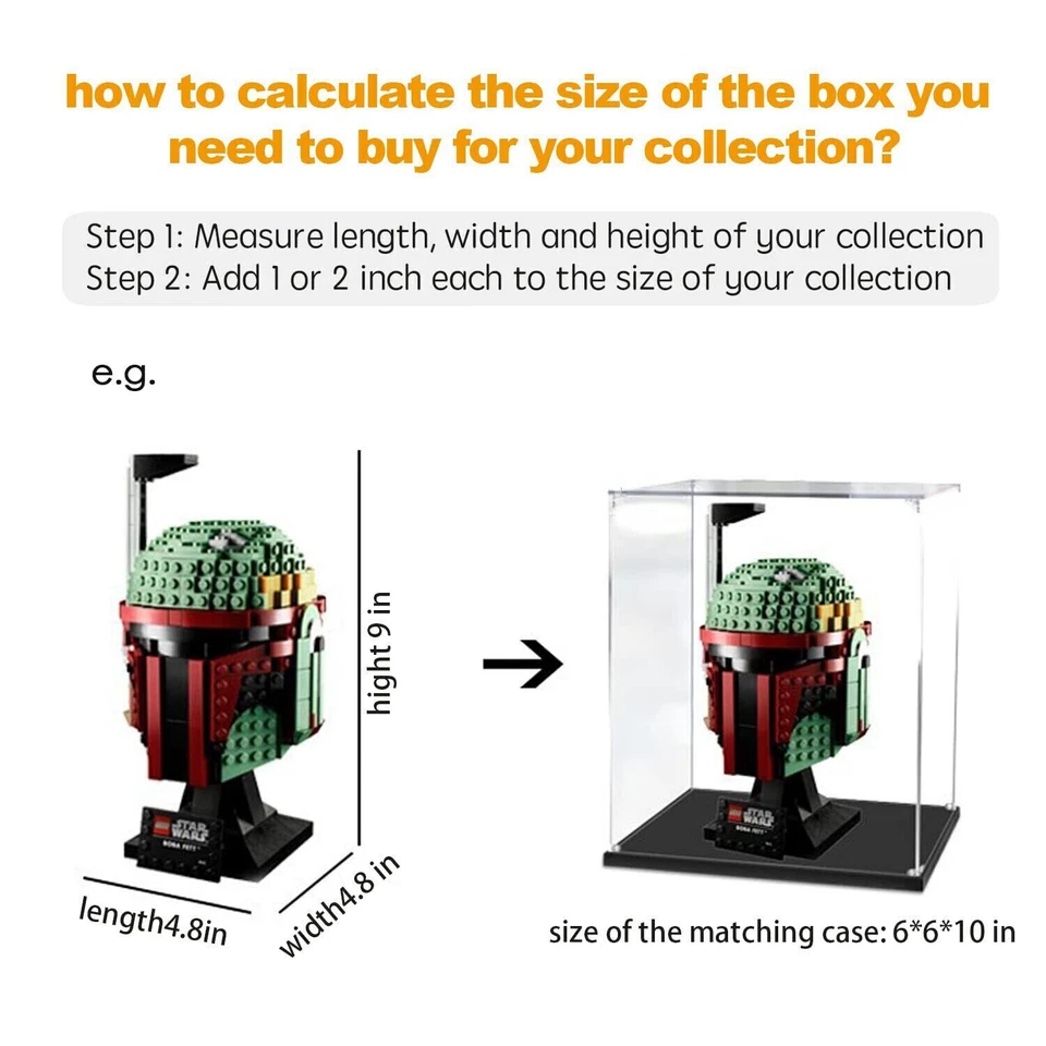 Clear Acrylic Display Case Assemble Box Dustproof Protection with Black Base - Image 2 of 4