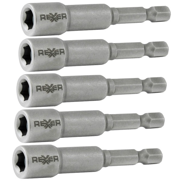 "5X SteckschlüSsel Stecknuss Einsatz 13Mm Crv Magnetisch 1/4\" Bits Sechskant Bit"-image