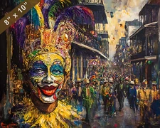 New Orleans with Mardi Gras oil painting 8x10 Print