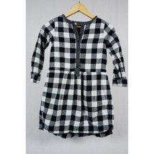 TEA Collection Organic Cotton Black and White Checkered Plaid Shirt Dress Size 7