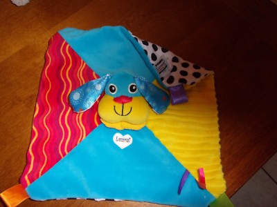  lamaze SECURITY BABY BLANKET lovey 11''  puppy dog colorful tags dots toy 