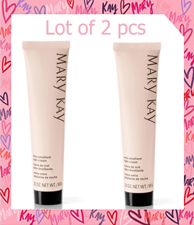LOT OF 2 Mary Kay Extra Emollient Night Cream Feuchtigkeitscreme 60g 2027 exp - Bild 2 von 2