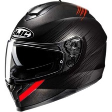 CASCO MOTO INTEGRALE DOPPIA VISIERA HJC C70N MC1 SWAY BLACK RED METAL TG M
