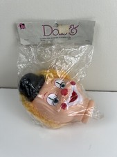 Vintage Large Happy CLOWN 6.5" with derby Hat Doll Head DYI Crafts NOS Kitschy
