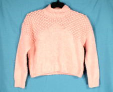 FREE PEOPLE Cozy Knit BRADLEY PULLOVER Pink TEXTURED DETAIL Cropped SWEATER Sz S
