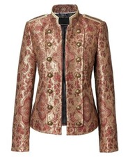 *Damen-Blazer-Banana Republic-Olivia Palermo-Rot-Gold-Brokat-Neu und Ungetragen*