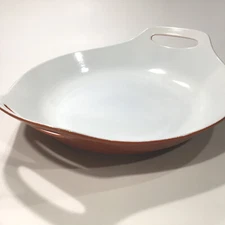 Vintage Copco Denmark Micheal Lax Orange Enamel Cast Iron Paella Pan