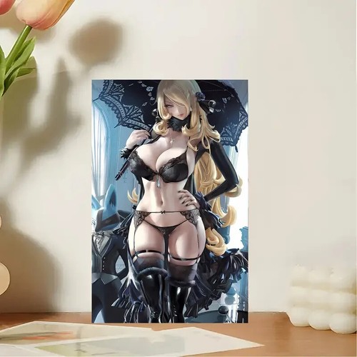 SDCC Comic Con 2025 Pokemon Champion Cynthia Sexy Lingerie Canvas Print Poster - Picture 2 of 3