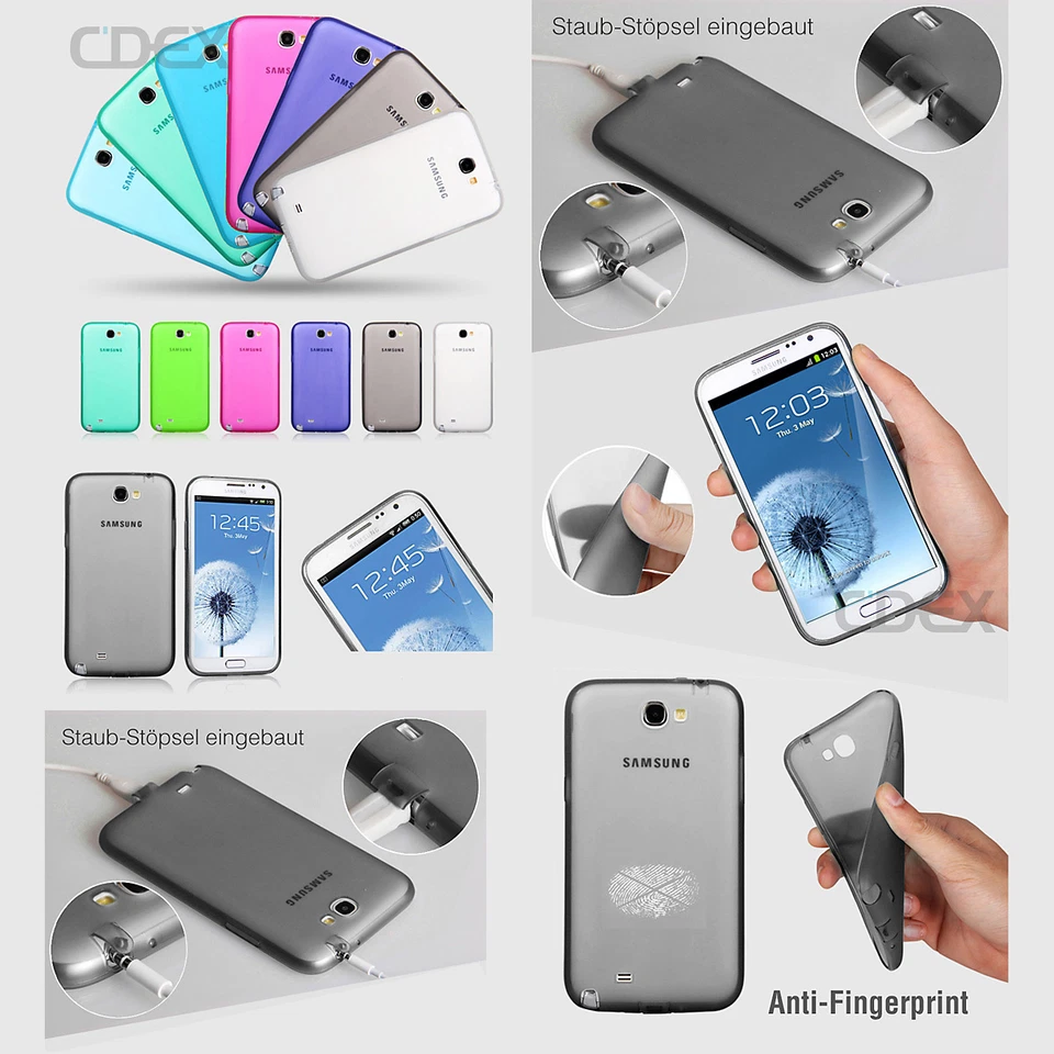 TPU Case Samsung Note 2 Silicone Cover Matt Transparent Dust Protection - Image 2 of 3