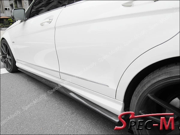 Labio de extensión de faldones laterales de fibra de carbono JPM CF para W204 C250 C300 C350 2008-2015 Foto 3 de 3