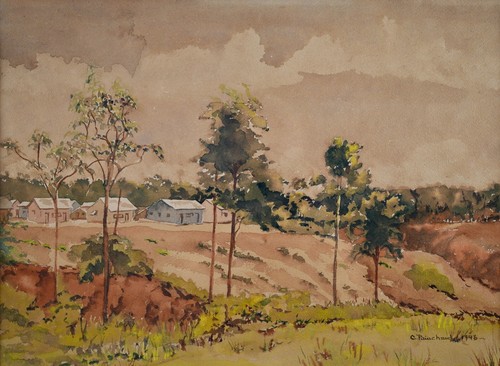 Vintage Original New England Rural Landscape Watercolor Painting By C. Painchaud - Picture 2 of 13