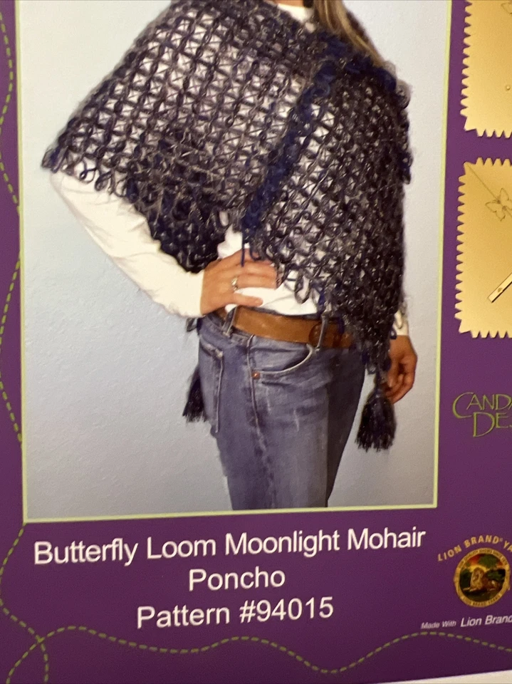Lion Brand Yarns The Butterfly Loom Pattern Booklet Moonlight Mohair Poncho - Image 4 of 4