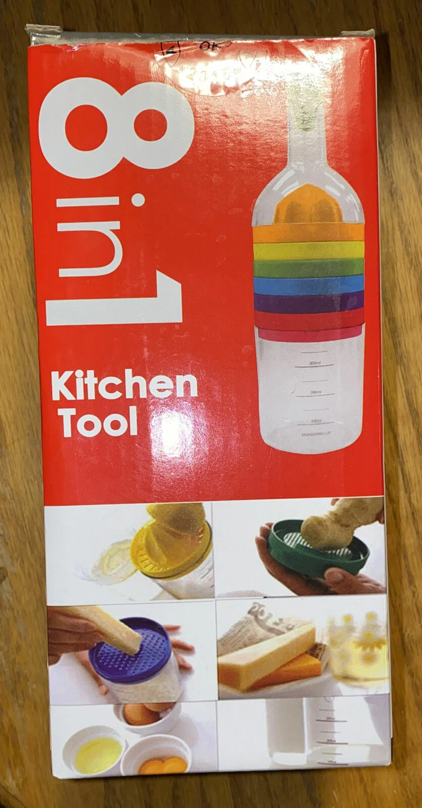 8 In1Kitchen Tool In A Bottle Funnel Squeezer Measuring Egg Masher Cap Opener