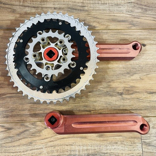 Vintage Caramba Double Barrel CNC Aluminum Crankset 175 94/58 BCD Red Ano - Picture 11 of 17