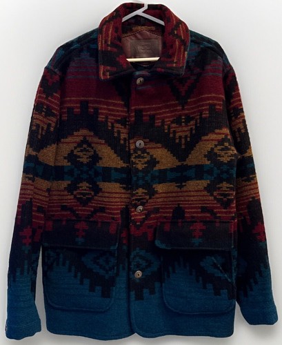 WOOLRICH VTG Men’s Aztec Native American Jacket Coat Warm Button Up Sz. M - Picture 5 of 12
