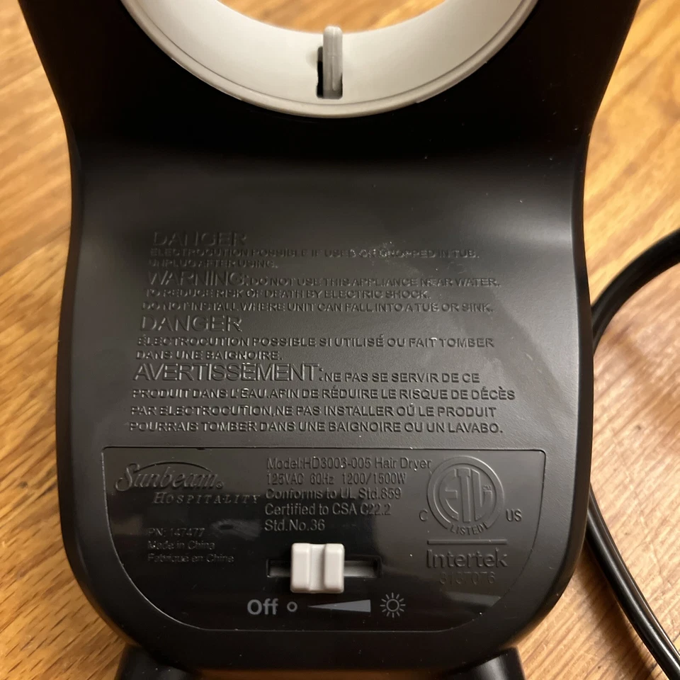 Sunbeam Hospitality Dual Wall Mount Ionic Hair Dryer HD3003-005 - Image 2 of 4