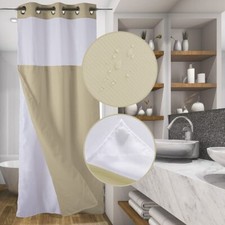 36" W x72 L Hook Free Fabric Stall Shower Curtain with Polyester Snap-in Lin...