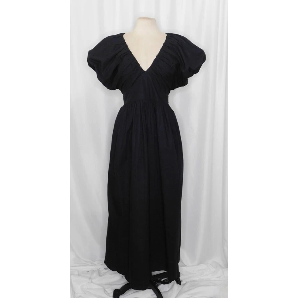¡¡NUEVO CON ETIQUETAS!! J. Vestido Cecily Colección Crew Algodón Popelina Negro Midi Mangas Abullonadas 6 Foto 2 de 4