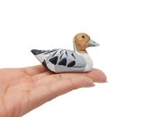 Pintail Duck Wood Handmade Figurine Statue Small Art Sculpture Decor Miniature