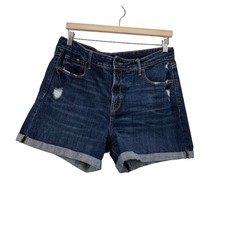 Old Navy High Rise Secret Slim Pockets Distressed Denim Shorts Womens Size 12