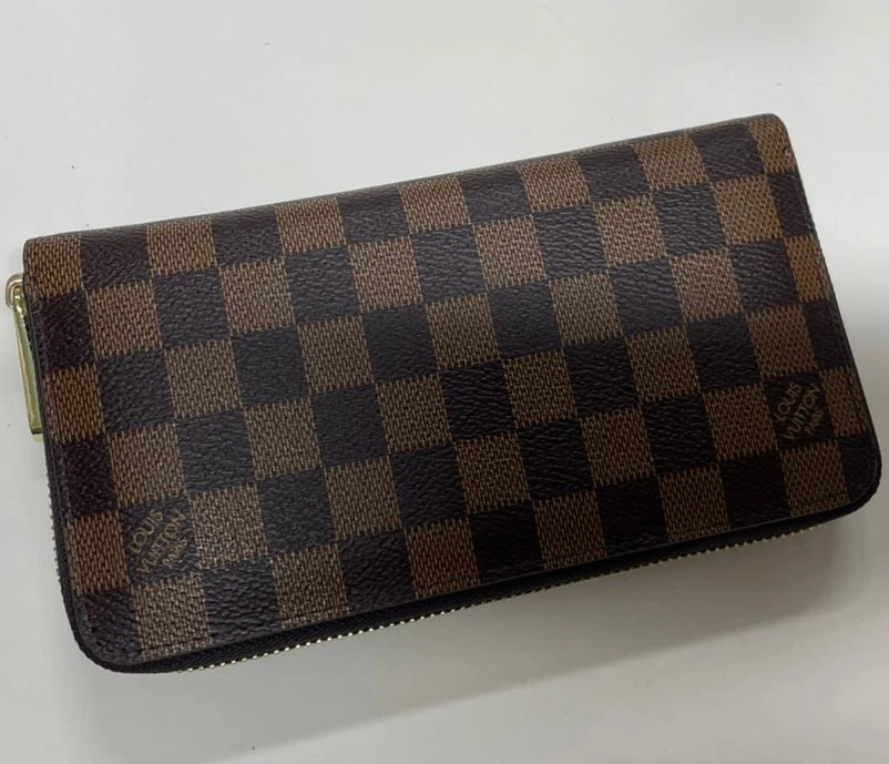 Autêntica carteira longa LOUIS VUITTON Damier Plane lona com zíper ao redor com caixa - Imagem 2 de 4