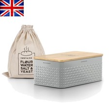 Image of Gift-Ready Bread Bin with Bamboo Cutting Board & Linen Bag - Perfect for Bakers