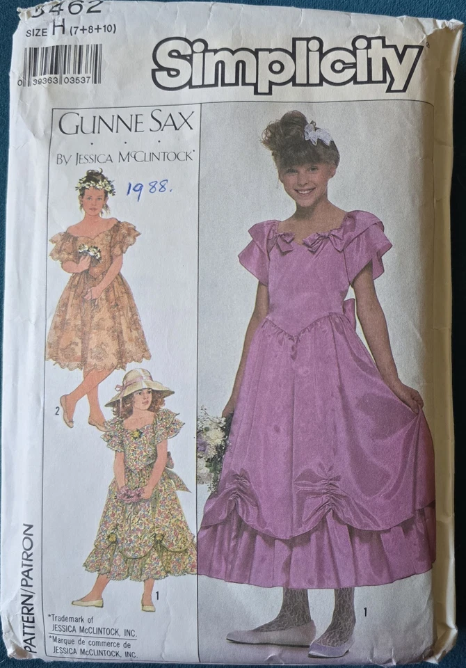 1980s Gunne Sax Bridesmaid Dress Overskirt Simplicity 8462 Sewing Pattern - Image 2 of 3