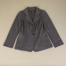 St. John Collection Blazer Womens Size 4 Gray-Blue Knit Wool Blend Career Jacket