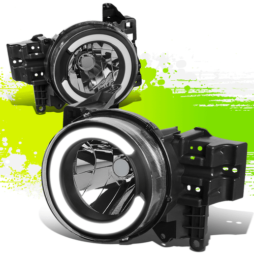 LED DRL C-Style Headlight Lamps for Toyota FJ Cruiser 07-14 Black Clear Pair - 第 1/10 張圖片