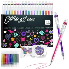 Glitter Pens 18 Colors with 18 Refills, Retractable Glitter Gel Pens for Adul...