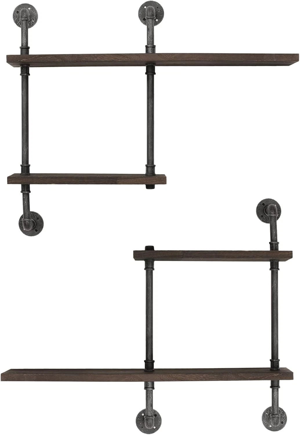 Rustic Industrial Pipe Shelving Wall Mounted Floating Shelf Kit