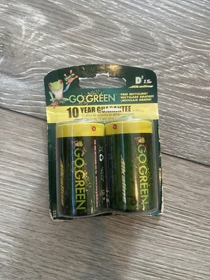 GoGreen Power Eco Friendly D Batteries (2 Pack), Alkaline D Cell Batteries, L...