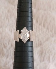 Seta 925 Sterling Silver Marquise Cut CZ Thick Band Size 9 Large Statement Ring